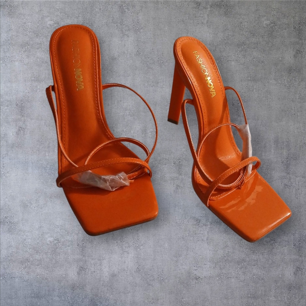 Fashionable Orange Strappy Heels